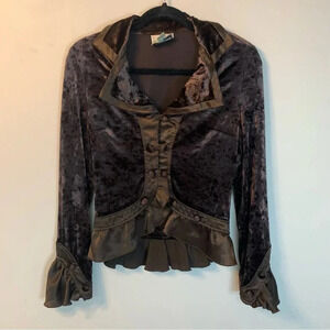 Joseph  Ribkoff Brown Crushed Velvet Victorian Style Jacket 6